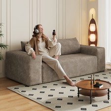 3-Seater Corduroy Sofa, Deep Seat Comfy Couch for Living Room Bedroom