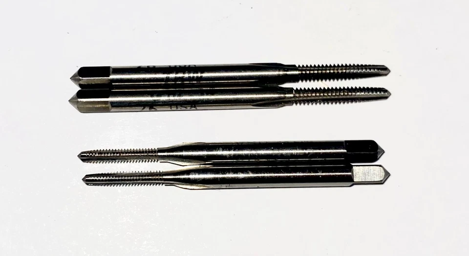 American Made Taps (2) 2-56 and (2) 4-40 Carbon Steel 3-Flute Plug Taps - Image 1 of 1