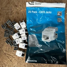 Commercial Electric Category 6  Jack- White 8 Pack