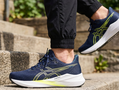 New ASICS Men's Athletic Sneakers  running shoes casual navy volt all sizes