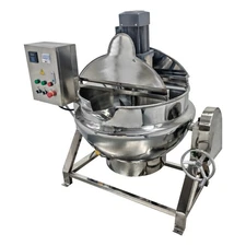 26.5Gal Steam Jacketed Kettle Stainless Sandwich Pot Stirring Tilted Boiler 220V