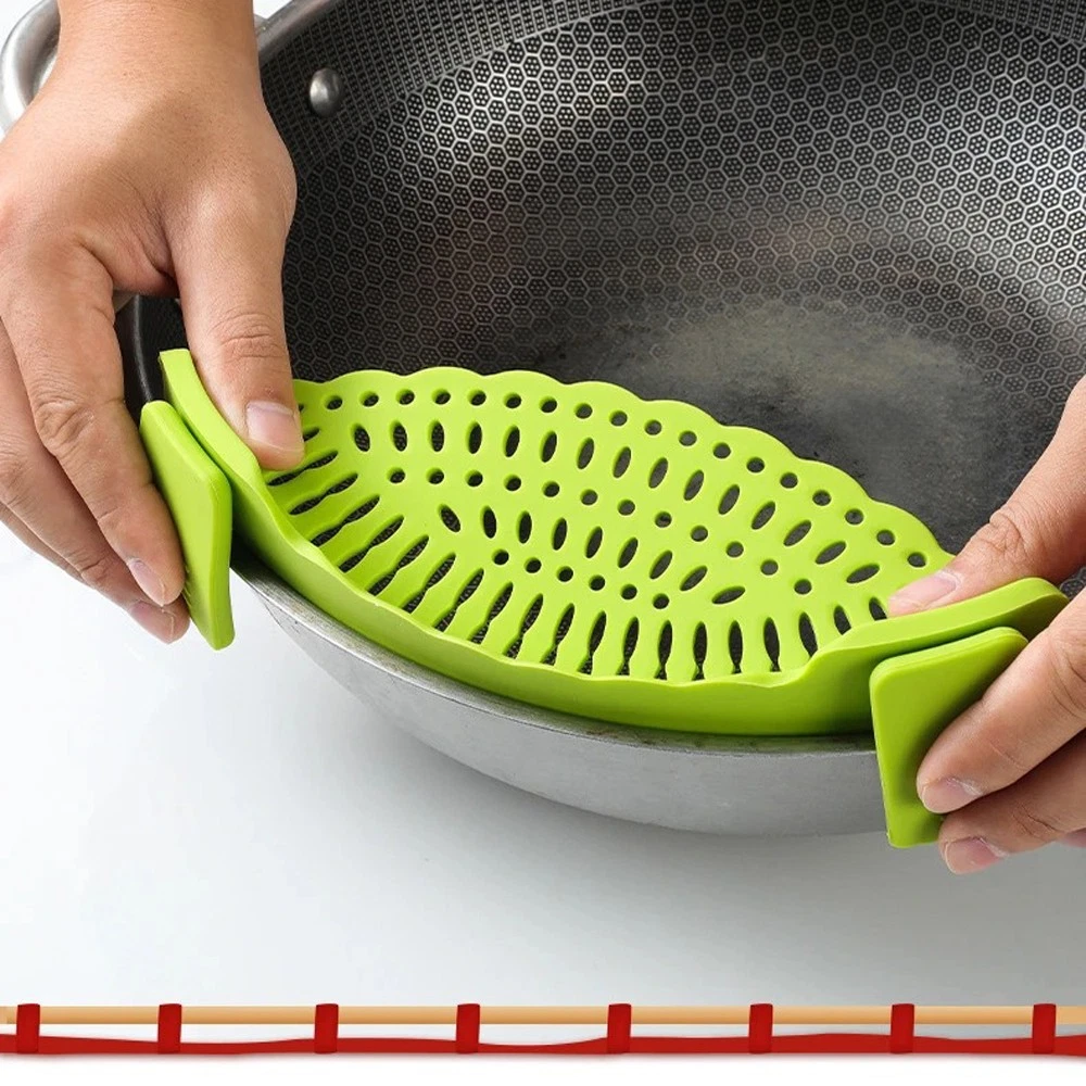 High Stability Clip-On Silicone Strainer | & Pasta Colander fits Pots & Pans