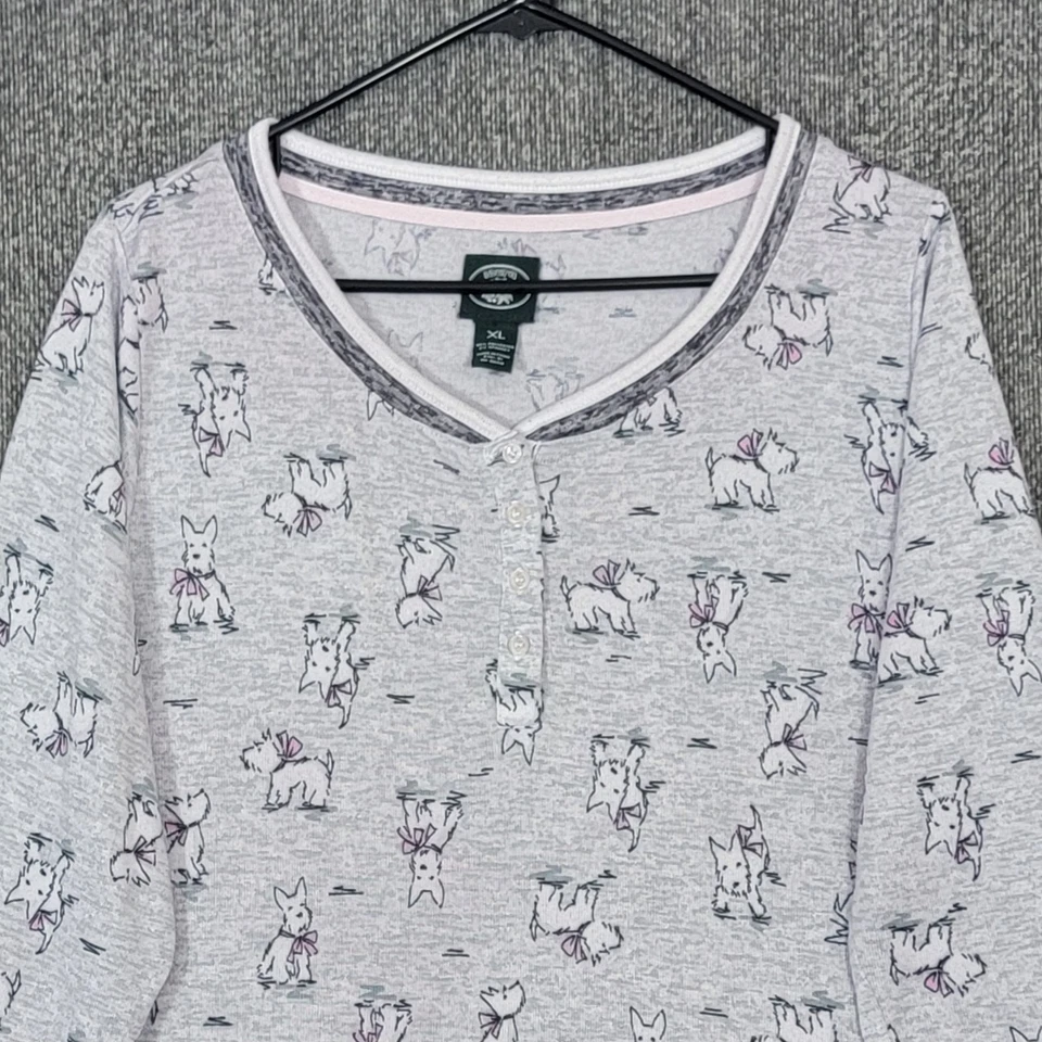 Camisón Laura Ashley para mujer XL gris Scottie perro estampado por todas partes camisa para dormir Foto 2 de 4