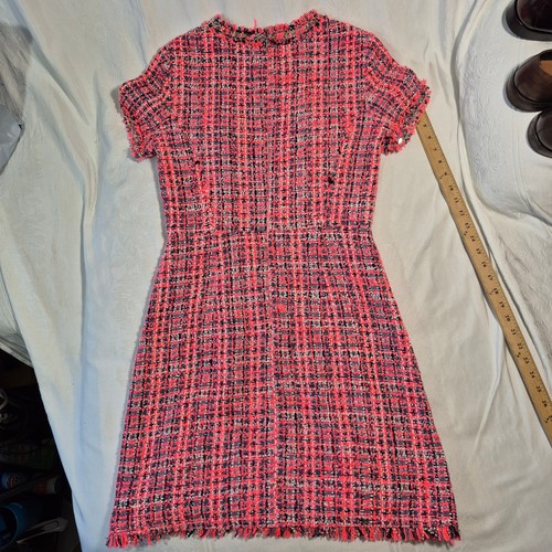 ABITO KATE SPADE TWEED ROSA PLAID ORLI ARRUFFATI E COLLETTO METALLIZZATO Tg 6 - Foto 13 di 18