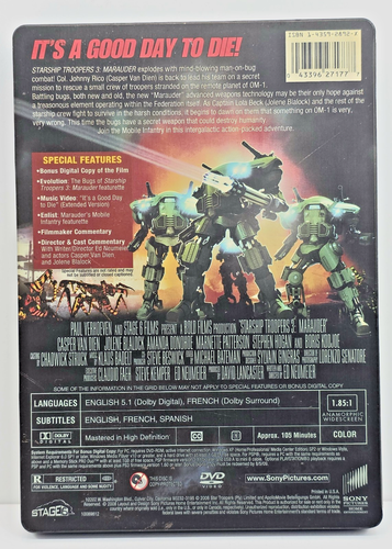 STARSHIP TROOPERS 3 MARAUDER (DVD In Metal Case - Steelbook) - Picture 4 of 5