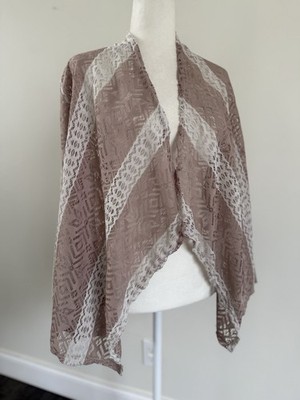 Super Nova Women s Knit Beige Open Front Cardigan Lightweight Sz XL -USA-