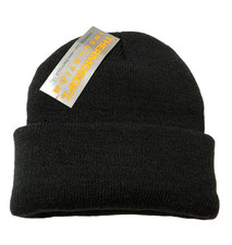 ThermoSoft Insulation Beanie Toque Youth Boys Black Knit Winter Hat, One Size