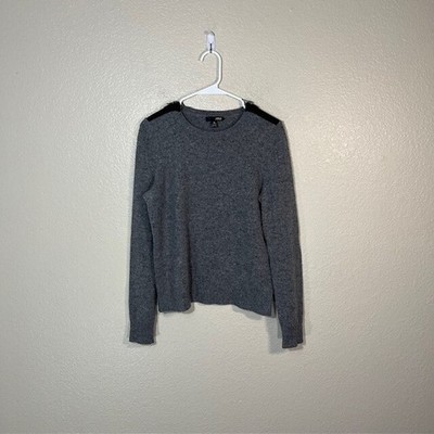 Aqua Cashmere Sweater Womens Medium Gray Knit Pullover Shoulder Zip
