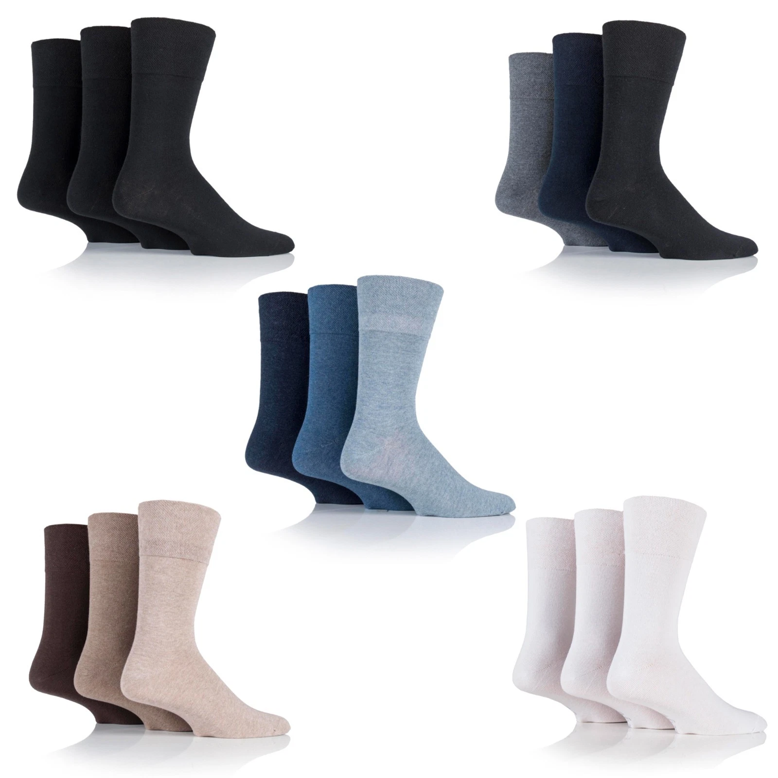 6 Pairs Mens Diabetic Socks Gentle Grip Non Elastic Honeycomb Top Socks Siz 6-11