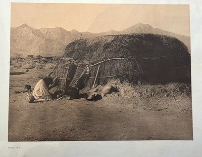 Edward S Curtis - Original Photogravure 14.5 X 18''  Pima Ki Indian Hut
