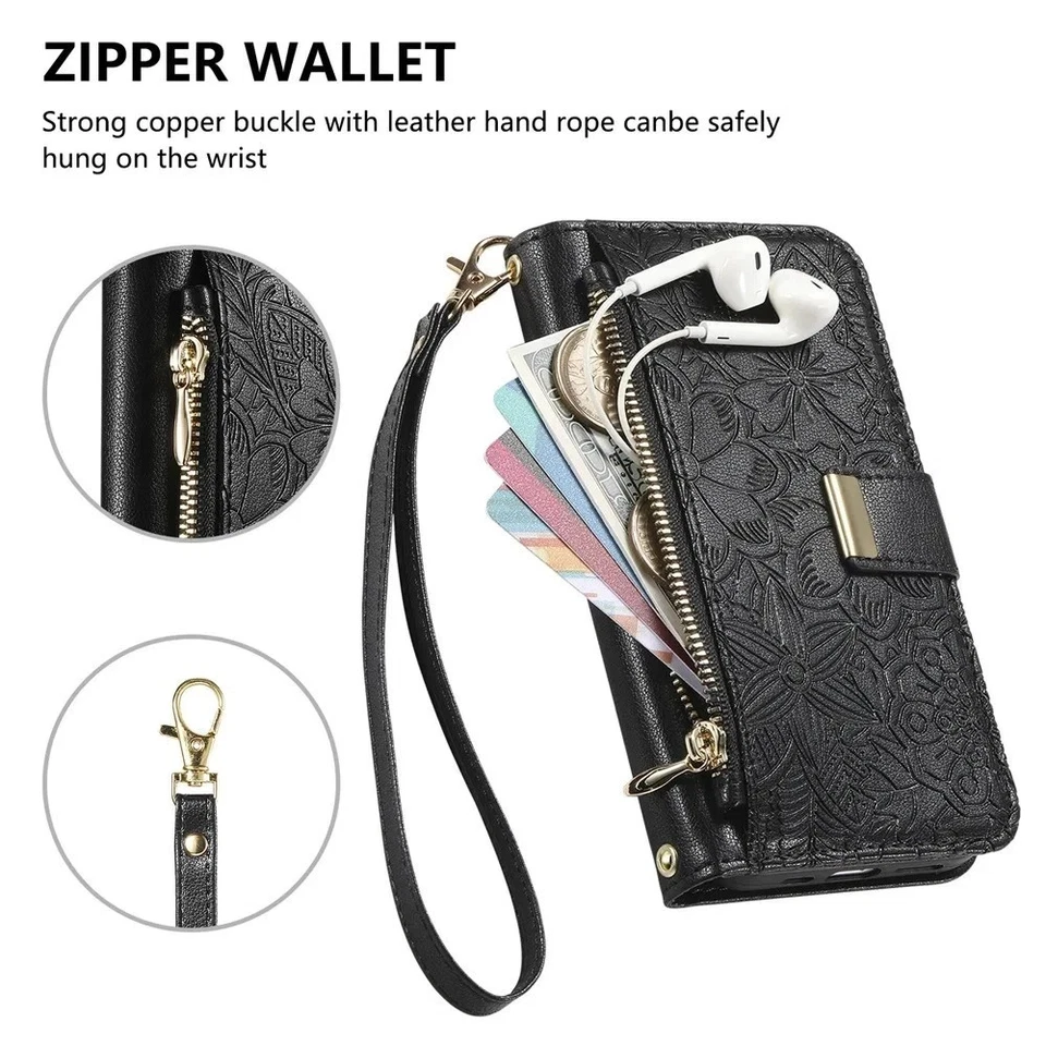 For Samsung S20 S21 S22 S23 S24 S25 S26 Ultra Leather Zip Wallet Flip Case Cover - Image 3 of 4