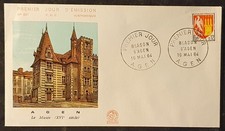 1964 ENVELOPPE FDC 1er JOUR ARMOIRIES BLASON DE AGEN  47 LOT & GARONNE