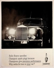 Vintage Rolls-Royce Champion Spark Plugs Car Auto Magazine Ad
