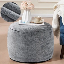 Round Ottoman Foot Rest for Couch 20"x15" Foot Stool Ottoman Pouf with Foam C...