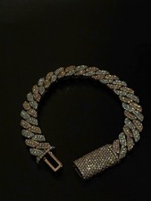 ICED OUT TWO TONE S925 8MM 7inch Moissanite cuban link bracelet