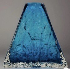 Whitefriars Geoffrey Baxter Textured Kingfisher Blue Pyramid Vase Number 9674