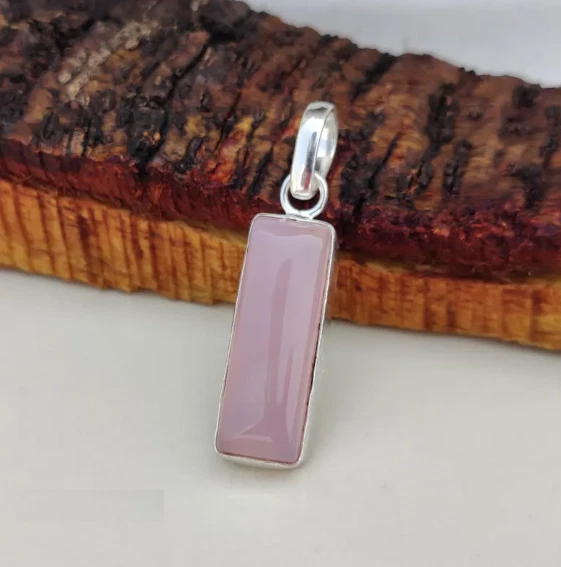 Collar de Cuarzo Rosa, Collar de Plata de Ley 925 Hecho a Mano Delicado Colgante SD59 Foto 4 de 4