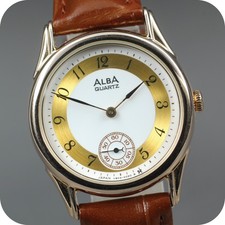 NEAR MINT Vintage SEIKO ALBA V803-0010 Small Second Mens Quartz Watch JAPAN