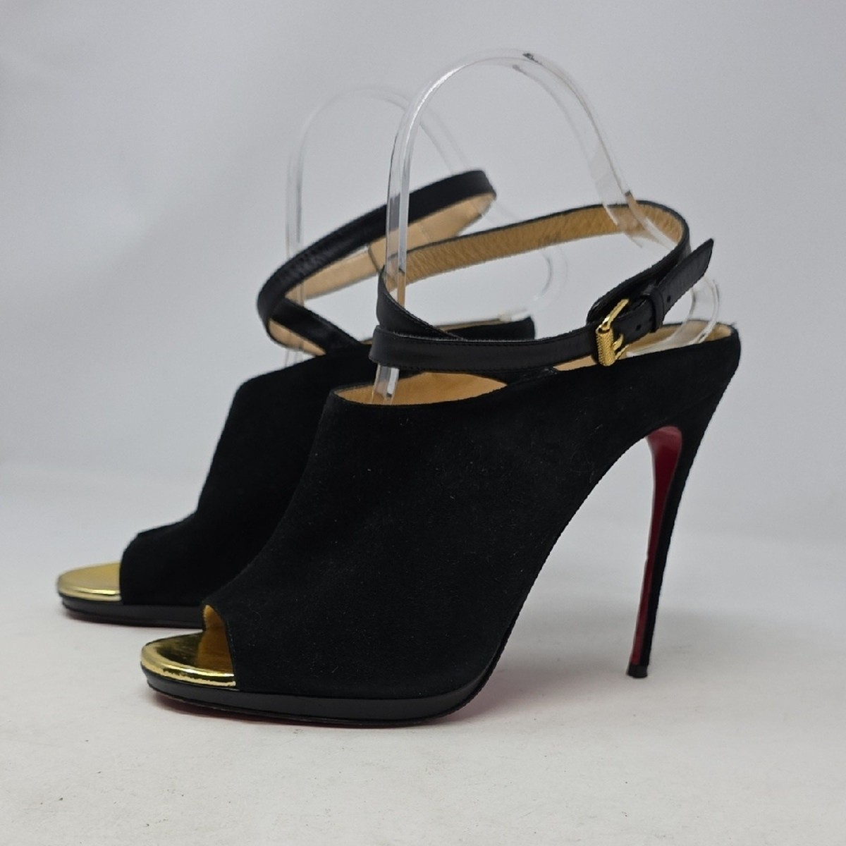 【Christian Louboutin】サイズ38.5 Christian Louboutin Black and Gold Peep-Toe Heels Size 38.5 | eBay