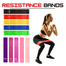 Resistance Loop Exercise Bands with Instruction Guide and Carry Bag, Set of 5