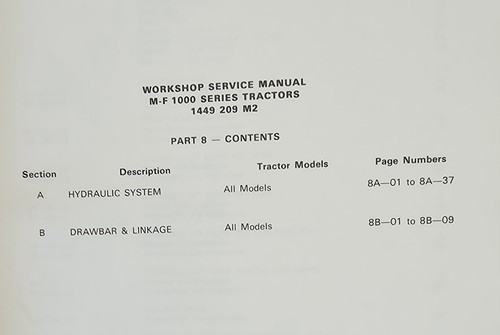 Massey Ferguson 1000 Series 1010-thur 1045 Lawn Tractor Service & Parts Manual - Picture 12 of 14