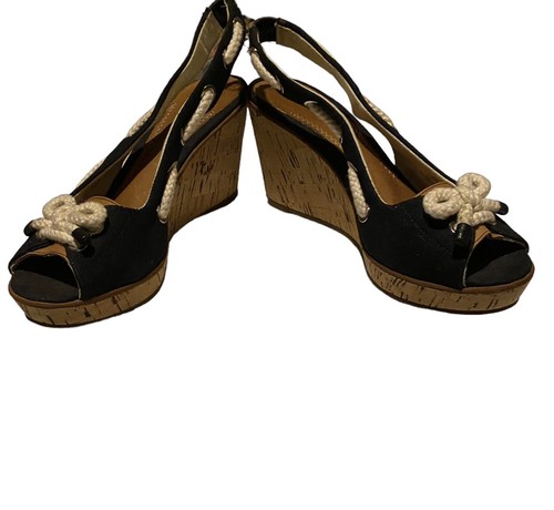 Sandali donna Sperry Top Sider Southport zeppa tacco taglia 9 neri slingback - Foto 10 di 24