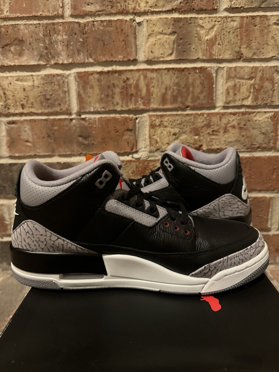 New 10 Nike Air Jordan 3 Retro Black Cement Reimagined Sneakers