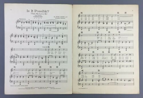 Is It Possible That She Loves Me Sheet Music 1927 Piano Guitar Dixon Woods Vtg - Picture 2 of 4