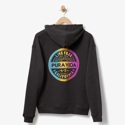 Pura Vida Live Free Classic Hoodie Vintage Black Size M - Picture 2 of 6