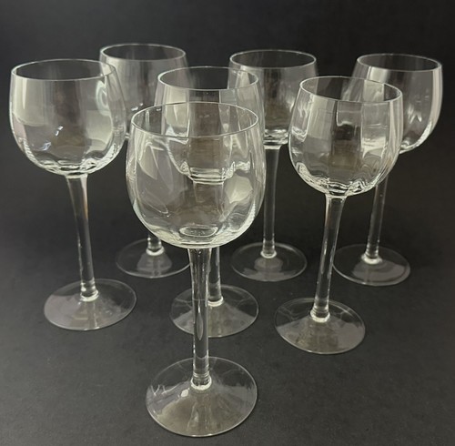 7 ~ Vintage Clear Optic Panel 8" Crystal Wine Glasses Goblets Fluted - Picture 2 of 5