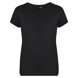 Kids Girls Black Designer T Shirts 100 Cotton Plain School T Shirt Top 3 13 Yr Ebay