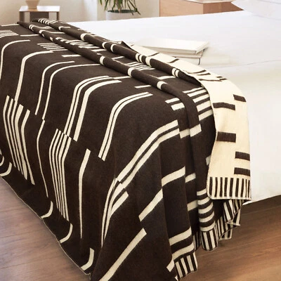 ECUALAMA CLINT EASTWOOD ALPACA WOOL BLANKET – XL 102X83 in REVERSIBLE CREAM/BROWN WESTERN