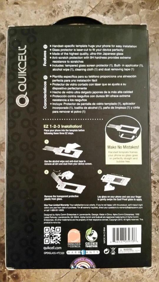 Protector de vidrio templado extremo Quikcell Goof Proof para HTC Desire 520 Foto 2 de 2