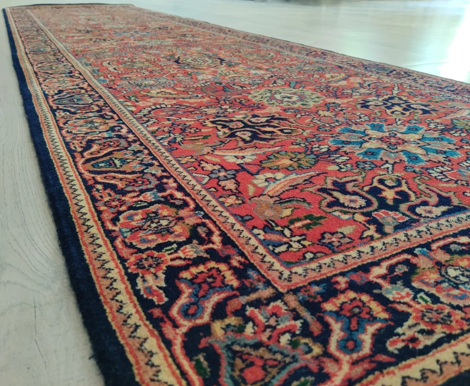 Auténticas alfombras de corredor de lana anudadas a mano Bidjar 3 x 10 3 x 12 100 % lana azul óxido Foto 3 de 4