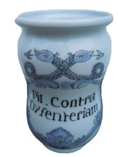 Pot pharmacie porcelaine Tharaud Limoges France Pil Contra Dyfenteriam Métadier