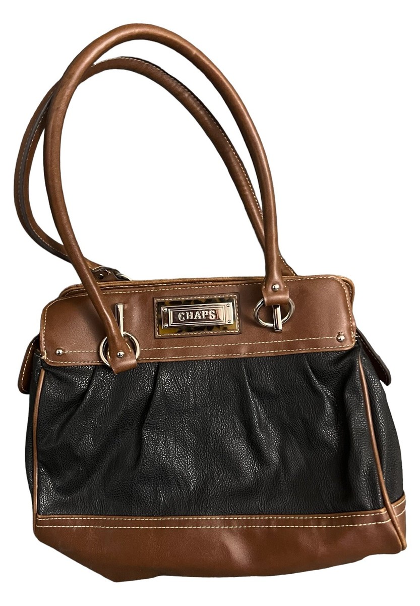 Chaps Women's Black & Brown Multi-Pocket Faux Leather Shoulder