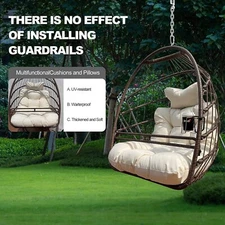 350lbs Capacity Cushioned Hanging Chair Foldable UV Resistant Hammock Chair