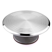 12'' Cake Turntable Aluminum Revolving Cake Decorating Stand Cake Rotating Stand