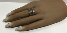 VINTAGE STERLING SILVER 925 HAMMERED TOP CONCAVE BAND RING - SIZE 7.75