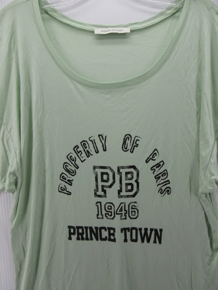 Pierre Balmain Top Women Small Green Tunic Shirt Pullover Graphic Prince Town * - Image 2 of 4