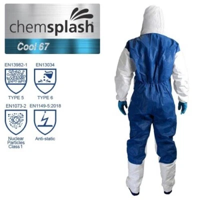 CHEMSPLASH 10 x Disposable Spraying Coverall Type 5 / 6 Class III - Antistatic - M to XXXL