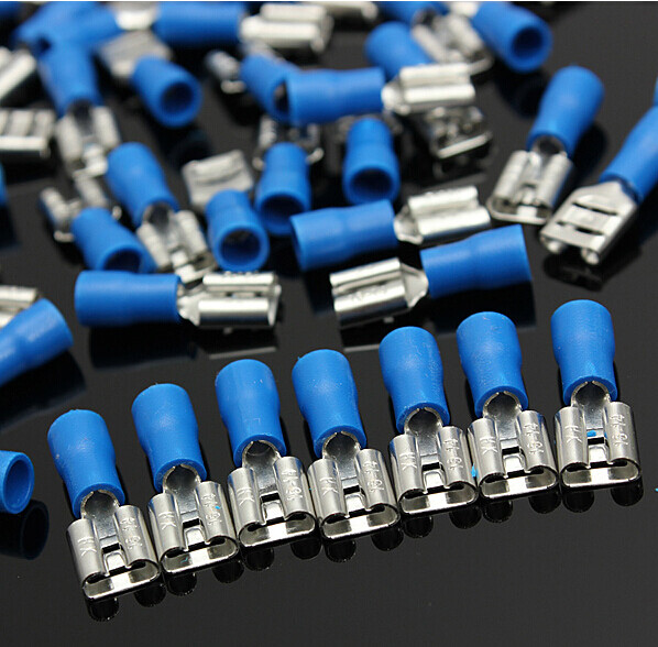 RS PRO RS PRO Blue Insulated Female Spade Connector, Crimp, 4.8 x 0.8 mm Tab Size 16 AWG to 14 AWG