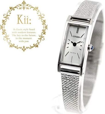 Citizen Women\'s Watch EG7040-58A Eco Drive White Dial Silver Steel Tank Petite CITIZEN Kii: EG7040-58A Stainless Steel Eco-Drive Solar  main image 3