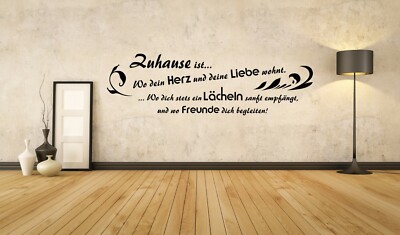'' Zuhause ist...'' Liebe Herz Freunde Lebensweisheit Zitat Wandtattoo A039