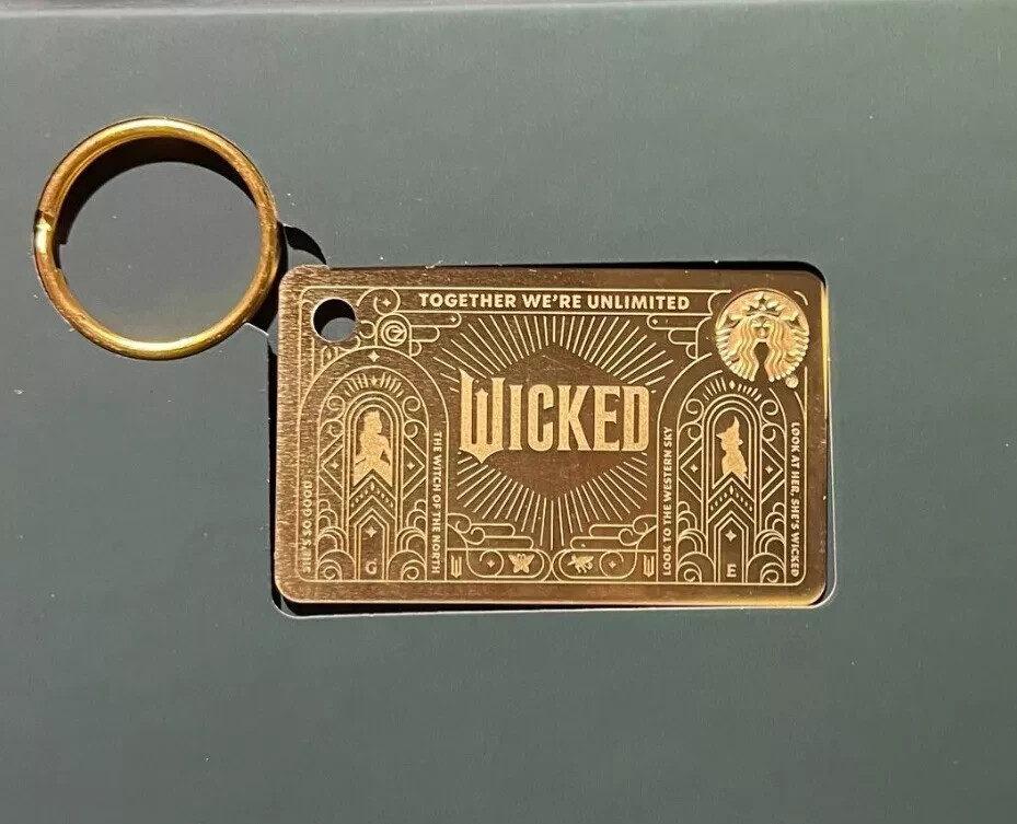 New 2024 Starbucks Wicked Gold Metal Boxed Limited Edition Gift Card  Keychain $0