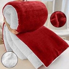 Reversible Sherpa Blanket Fluffy Warm Soft Large Sofa Bed Fleece Throw Blanket