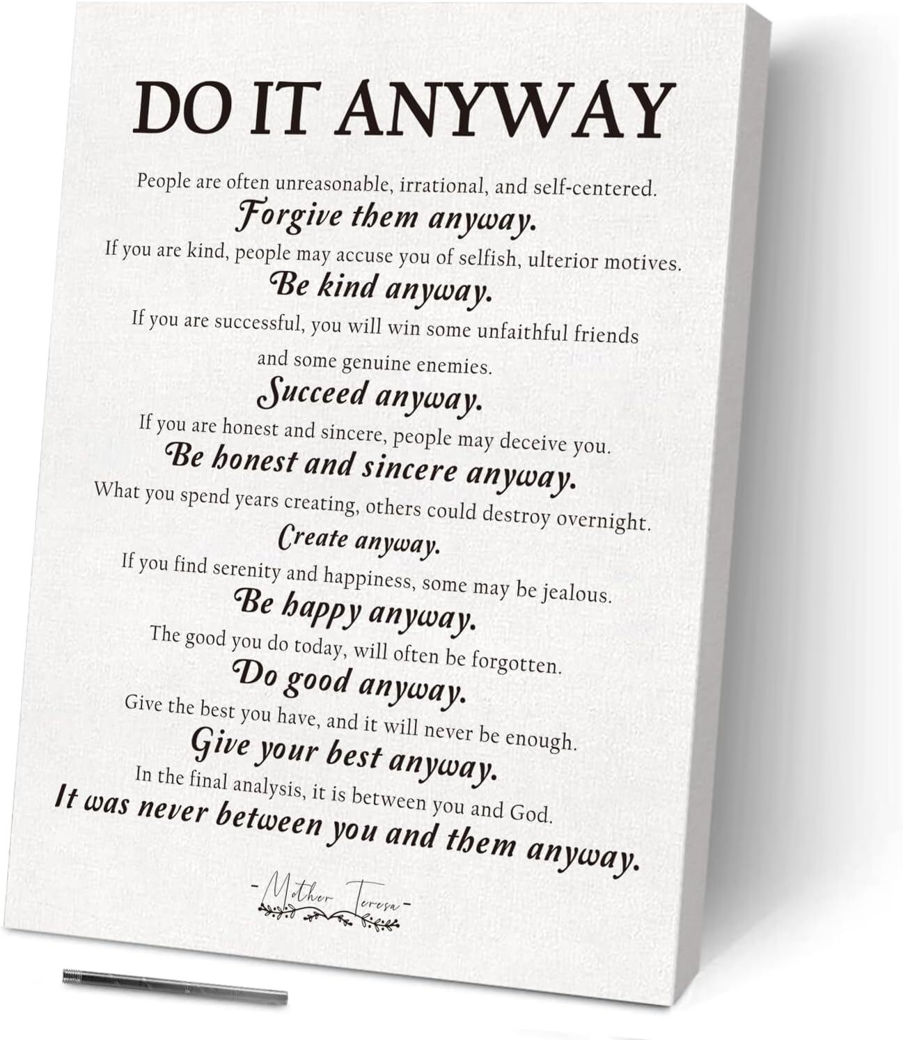 Mother Teresa Quotes Do It Anyway Motivational Poster Graduation Wall Art Print