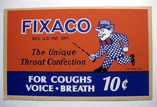 Authentic Vintage 1939 Fixaco Throat Confection Advertising Sign