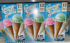 George & Tom's Sugar Ice Cream Cones ~ 3 Boxes! No Fat Diet! Pointed FREE SHIP