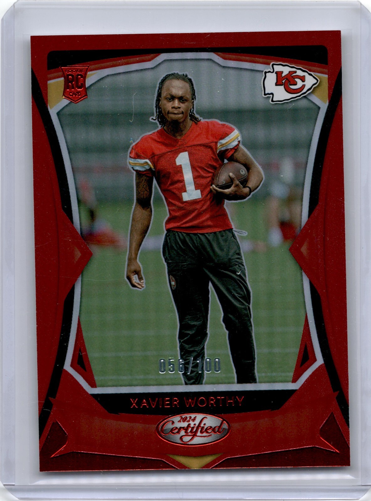 2024 Certified Football #120 Xavier Worthy RC Red Mirror /100 - Chiefs